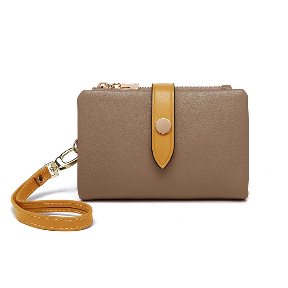 HOTWallets for Women Small Bifold Rfid Leather Ladies Wallets,Compact Wristlet Womens Billfold,Trifold Card Holder with Multi Credit Card Slot Zipper Coin Pocket and Wrist Strap(White)