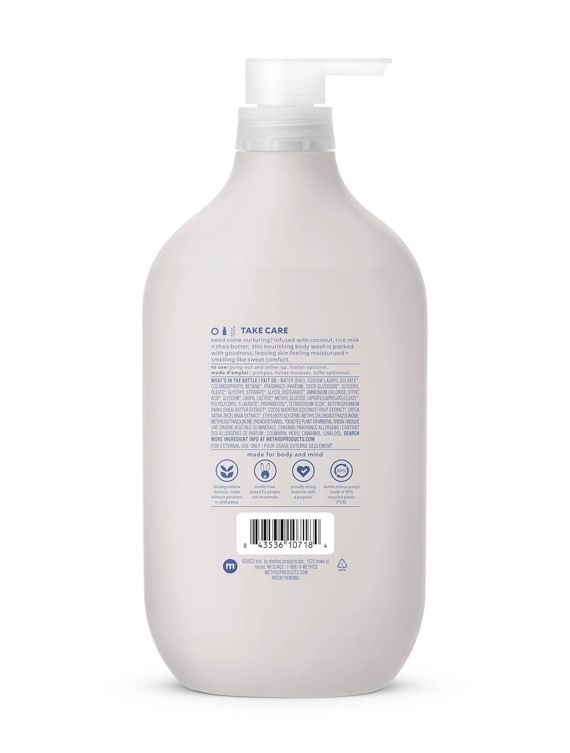 HOTmethod Body Wash, Simply Nourish - Leaves Skin Feeling Soft & Moisturized, Made Without Parabens, Notes of Coconut, Rice Milk & Shea Butter, 28 Fl Oz
