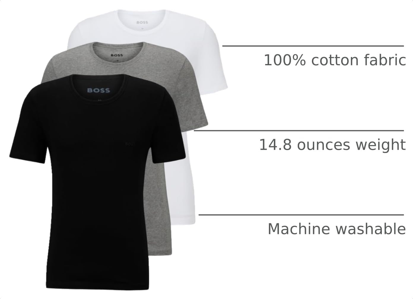 HOTBOSS Men's Logo Embroidered Cotton Tee 3 Pack