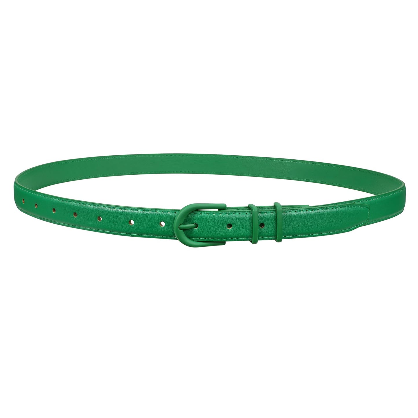 HOTJASGOOD Women Skinny Leather Belt for Jeans Pants Fashion Ladies Thin Belt for Dress with Gold Single Prong Buckle