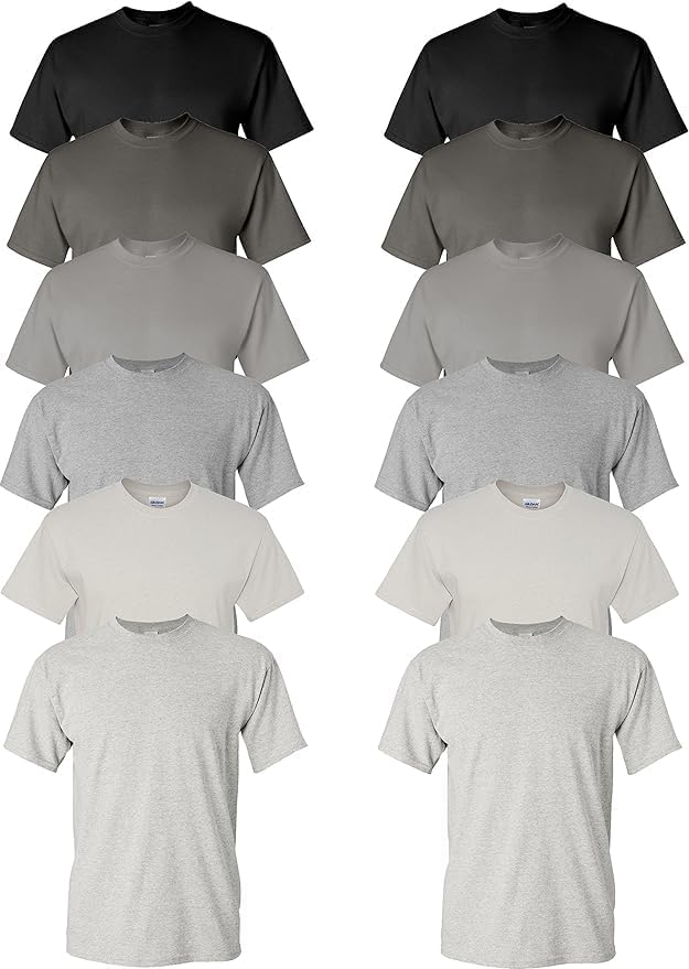 HOTEVERYDAY TEES Men's Heavy Cotton Tee (Pack of 12), Assorted Mixed Color Small to 5XL