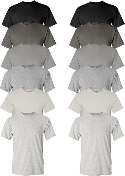 HOTEVERYDAY TEES Men's Heavy Cotton Tee (Pack of 12), Assorted Mixed Color Small to 5XL