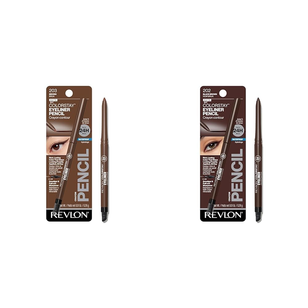 HOTRevlon ColorStay Pencil Waterproof Eyeliner, Smudge-Proof, Eye Makeup with Built-In Sharpener, Long-Lasting, Matte Finish, 201 Black, 2 pack