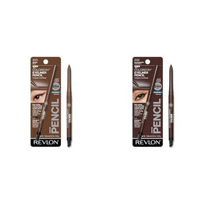 HOTRevlon ColorStay Pencil Waterproof Eyeliner, Smudge-Proof, Eye Makeup with Built-In Sharpener, Long-Lasting, Matte Finish, 201 Black, 2 pack