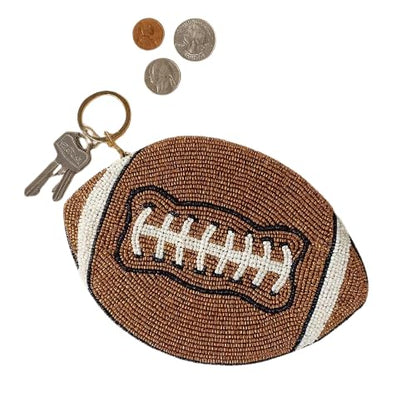 HOTBeaded Coin Purse Change Zipper Pouch Wallet Baseball | Handmade Beadwork, Compact Organizer, Cash Holder, Card Storage, Makeup Pouch, Giftable Accessory, Everyday Carry