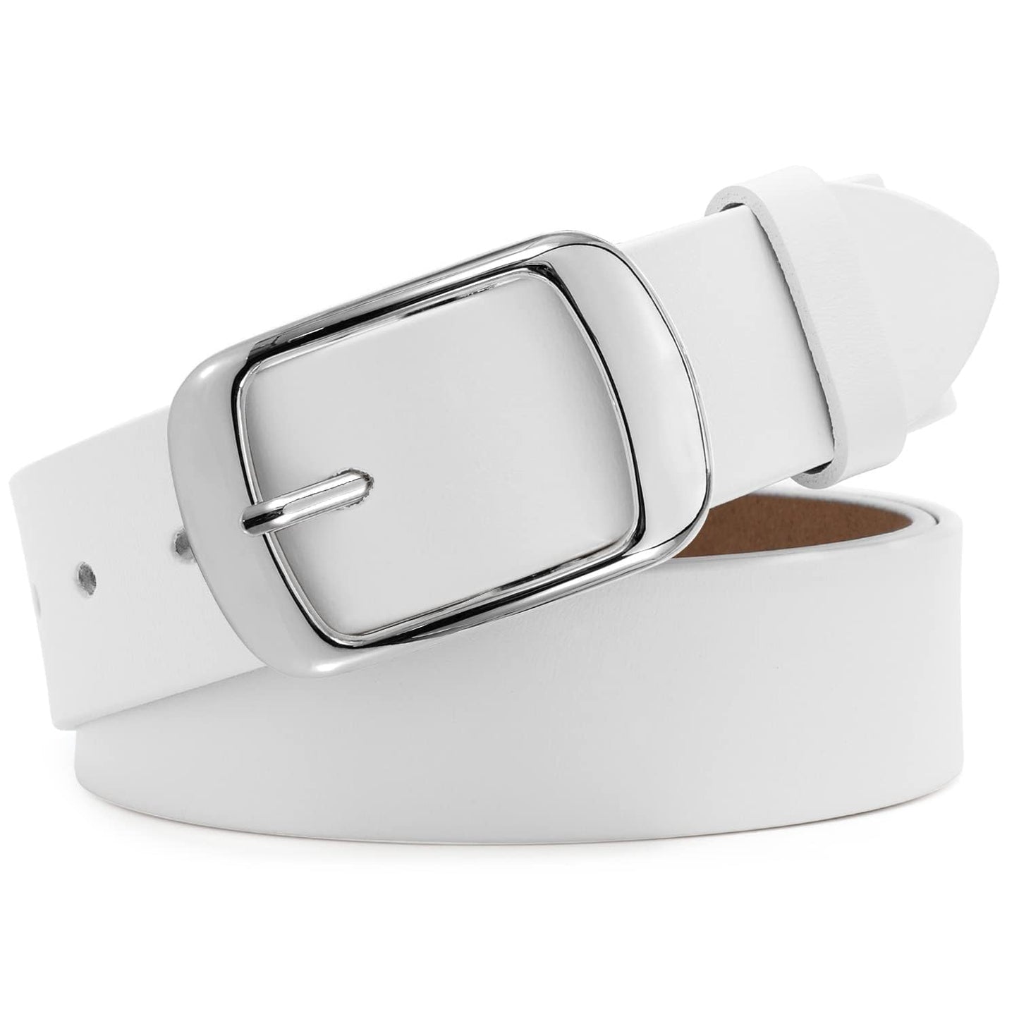 HOTWHIPPY Women Leather Belts for Jeans Pants Fashion Dress Belt for Women with Solid Pin Buckle