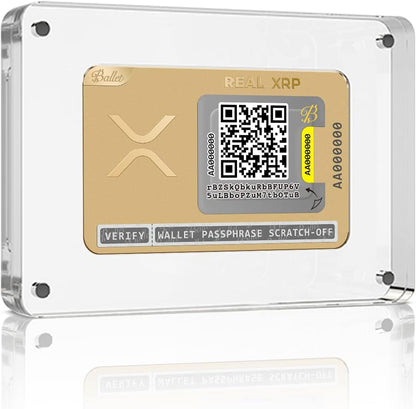HOTBallet REAL XRP Cold Storage Wallet Card, 24K Gold-Plated Stainless Steel, No Electronics, No Seed Phrase, No PIN/Password, Easy Setup with iOS/Android App, Offline Crypto Storage, Gift-Ready