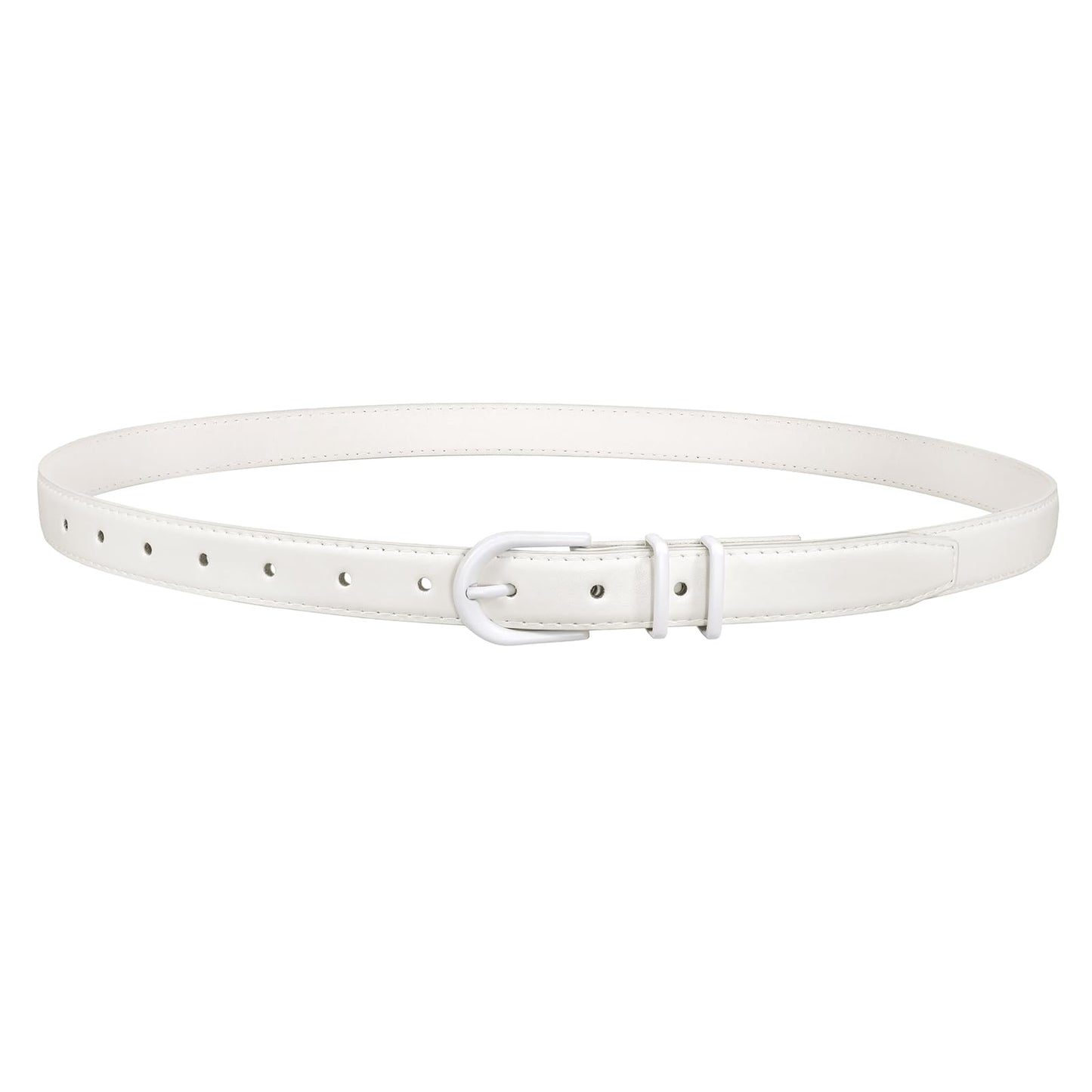 HOTJASGOOD Women Skinny Leather Belt for Jeans Pants Fashion Ladies Thin Belt for Dress with Gold Single Prong Buckle
