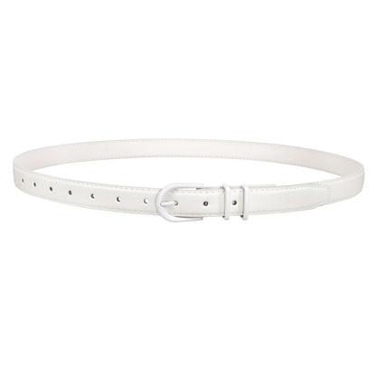 HOTJASGOOD Women Skinny Leather Belt for Jeans Pants Fashion Ladies Thin Belt for Dress with Gold Single Prong Buckle