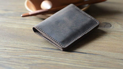 HOTPersonalized handmade Minimalist Leather Wallet Bifold Wallet Distressed Leather Slim Bifold Wallet Father's Day Gift wedding gift Mother's Day