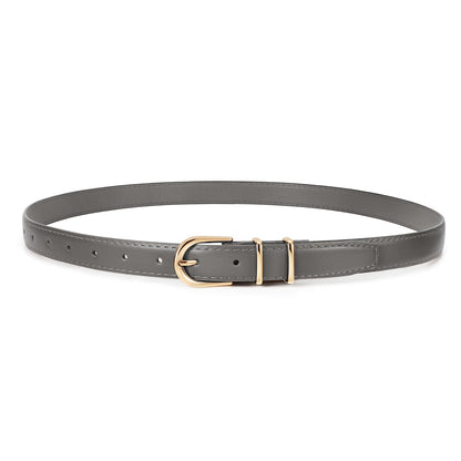 HOTJASGOOD Women Skinny Leather Belt for Jeans Pants Fashion Ladies Thin Belt for Dress with Gold Single Prong Buckle