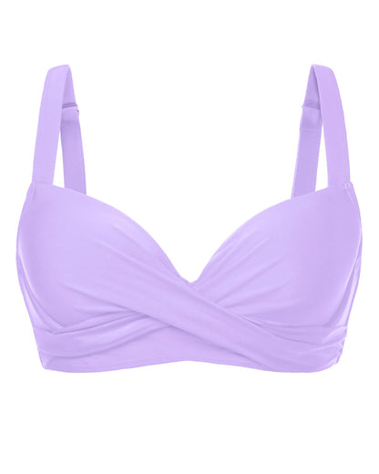 HOTWomen Underwire Bikini Top - Bra Padded Push Up Swimsuit Top | Twist Front Design, Wide Adjustable Straps,Unremovable Cups for Fixed Lift,Full Lining,3-gear Adjustable Hook Closure