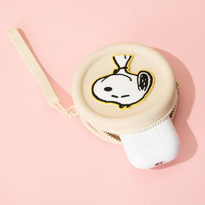 HOTMINISO Snoopy Stitch Character Silicone Coin Purse with Wrist Strap, Beige, Round Pouch (Snoopy)