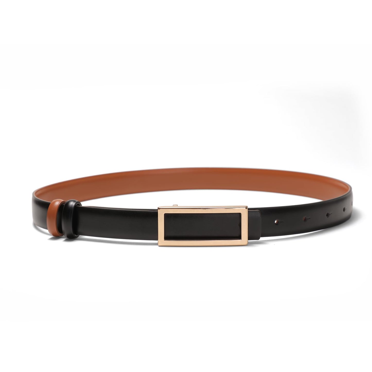 HOTYooAi Womens Belt Reversible Leather Belt Skinny Thin Fashion Designer Waist Belts for Jeans Pants Dresses