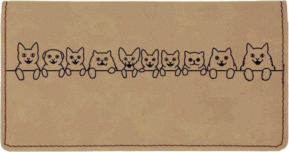 HOTCAROUSELCHECKS Cat Tails Laser Engraved Leatherette Checkbook Cover
