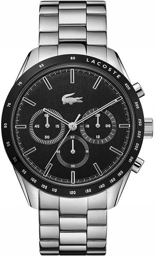 HOTLacoste Boston Men's Chronograph Watch - Classic Stainless Steel - Tachymeter - Water Resistant up to 5ATM/50 Meters - Modern Design for Him - 42mm