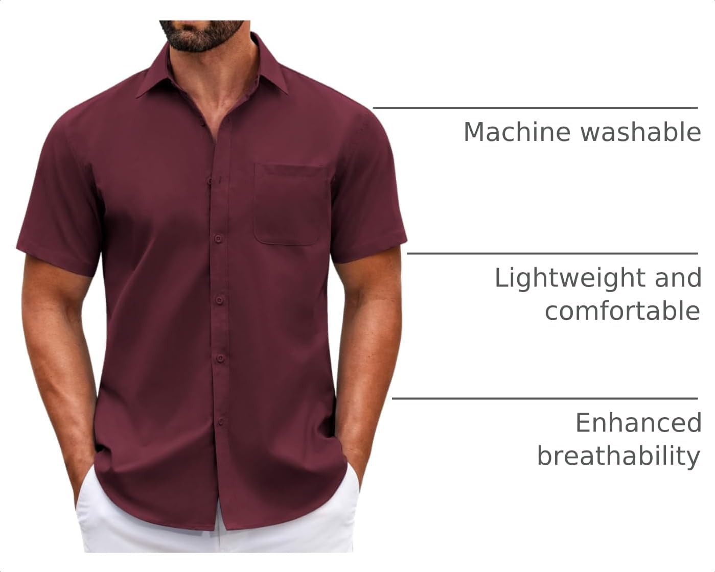 HOTCOOFANDY Mens Short Sleeve Casual Button Down Shirts Summer Untucked Dress Shirts with Pocket