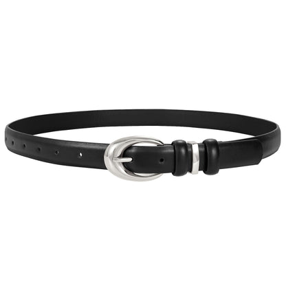 HOTTRIWORKS Women Leather Belt for Jeans Pants Fashion Ladies Skinny Faux Leather Dress belt with Gold Buckle