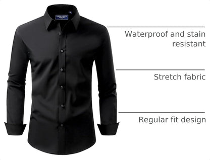 HOTAlimens & Gentle Men's Dress Shirt Regular Fit Stretch Stain Shield Long Sleeve Solid Business Wedding Button Down Shirts