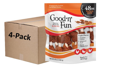 HOTGood 'n' Fun Kabobs Long-Lasting Dog Treat Made With Real Protein, 48 oz | Premium Chicken, Pork and Beef Hide Chew, Supports Dental Health and Mental Stimulation, For Adult Dogs