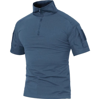 HOTMAGCOMSEN Men's Tactical Military Shirts 1/4 Zip Short Sleeve Slim Fit | Combat, Work, Hiking, Camping, Outdoor, Army Shirt