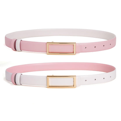 HOTYooAi Womens Belt Reversible Leather Belt Skinny Thin Fashion Designer Waist Belts for Jeans Pants Dresses