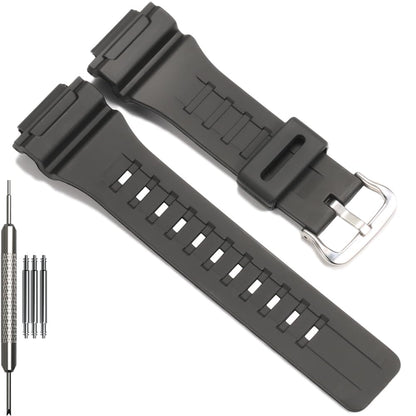 HOTReplacement Band Compatible with Casio W-735H AEQ110BW AEQ110W AQS-800W AQ-S810W Men's Watch Strap Black Resin Wristband With Metal buckle