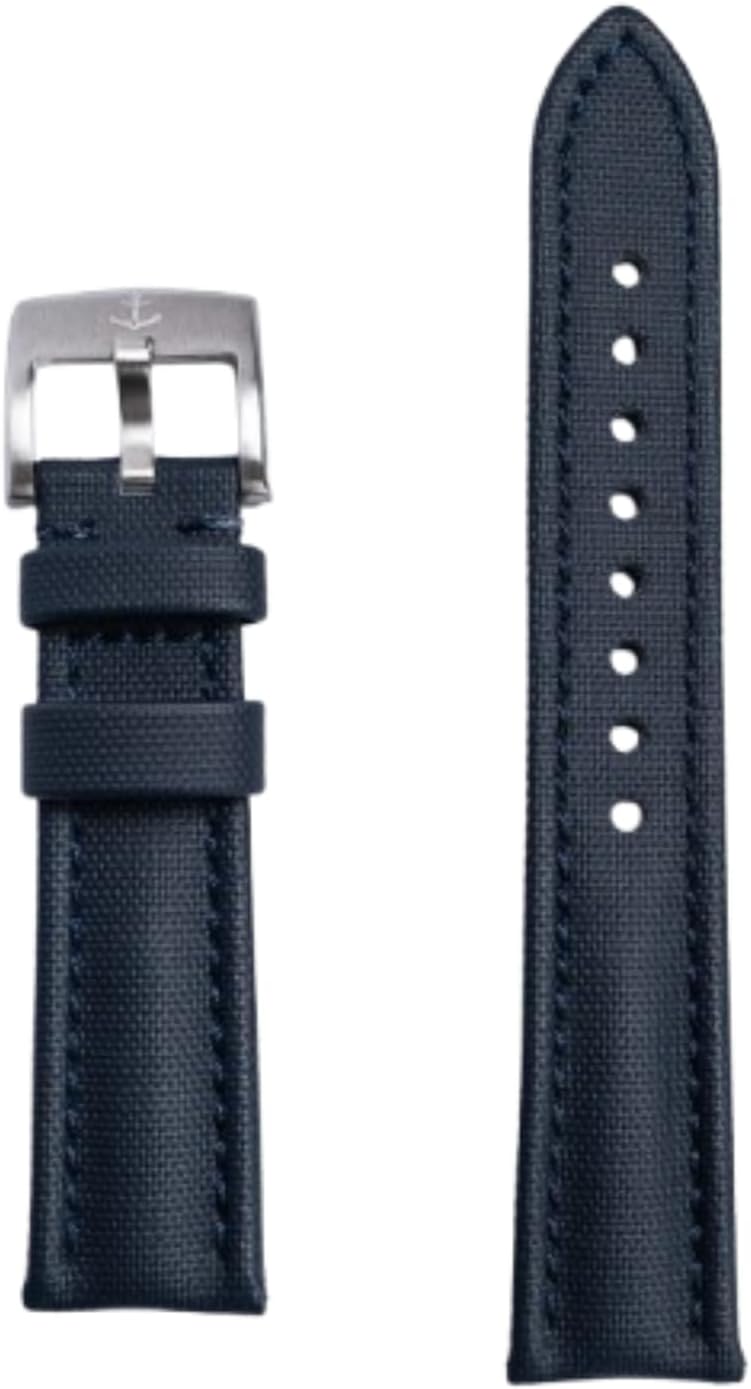 HOTAnchor Strap Co | Classic Sailcloth Watch Strap | Marine-Grade Outer + Caoutchouc Rubber Lining | Water-Resistant | Brushed 316L Stainless Steel Buckle | Fits 6.25–8.25in Wrists