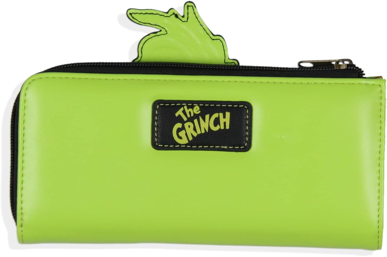 HOTBioworld Dr. Seuss How The Grinch Stole Christmas 3D Character Faux Leather Zip Closure Wallet