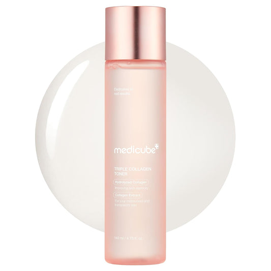 HOTMedicube Triple Collagen Toner - Hydrolyzed, Atelo, & Soluble Collagen for Deep Hydration & Plump Skin - Fast-Absorbing Formula for All-Day Suppleness, Korean Skincare (4.73 fl.oz.)