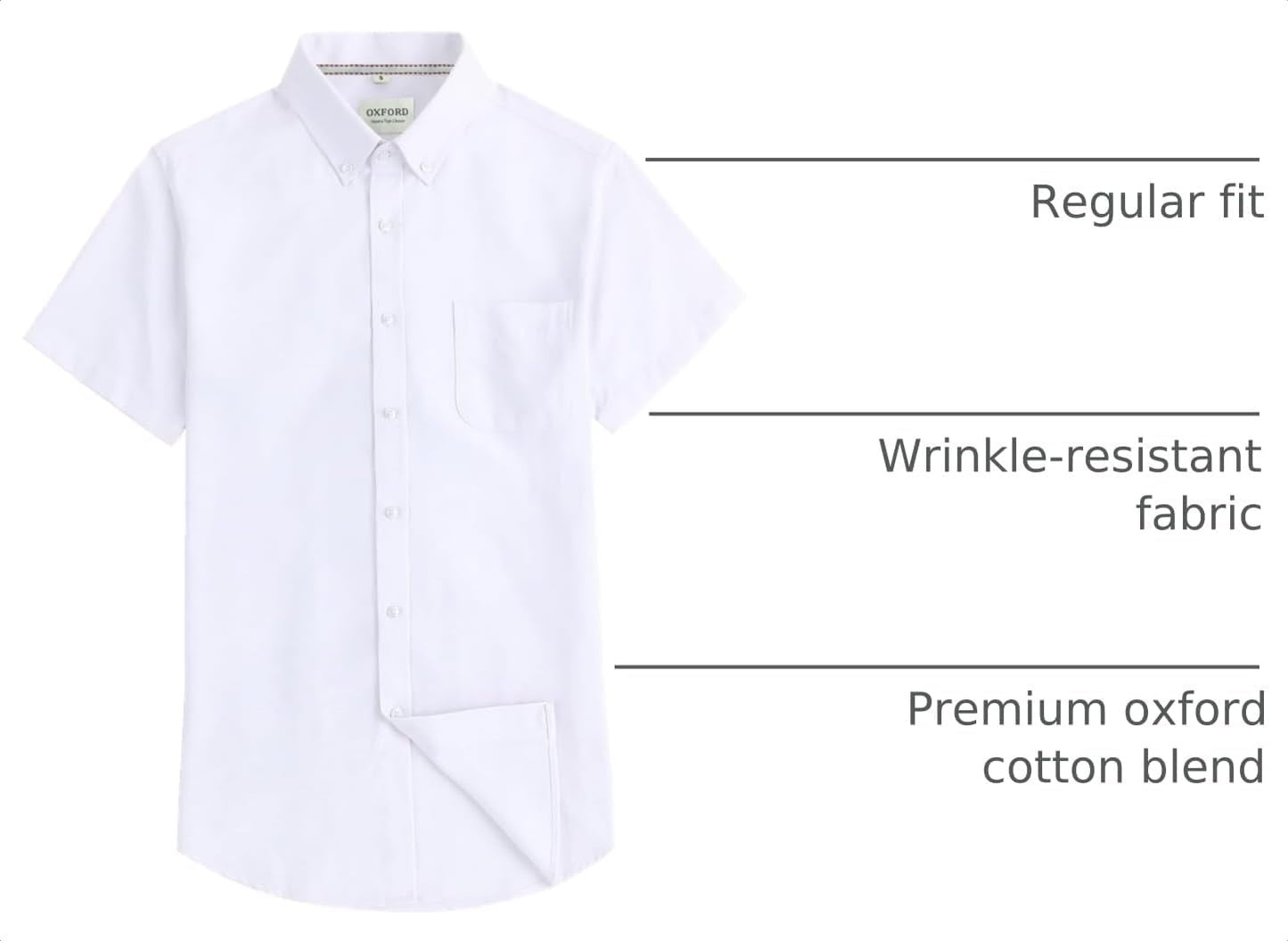HOTMen's Oxford Dress Shirt Short Sleeve Button Down Shirts Business Casual with Chest Pocket for Gifts