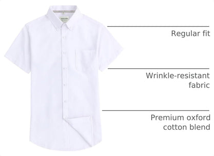 HOTMen's Oxford Dress Shirt Short Sleeve Button Down Shirts Business Casual with Chest Pocket for Gifts