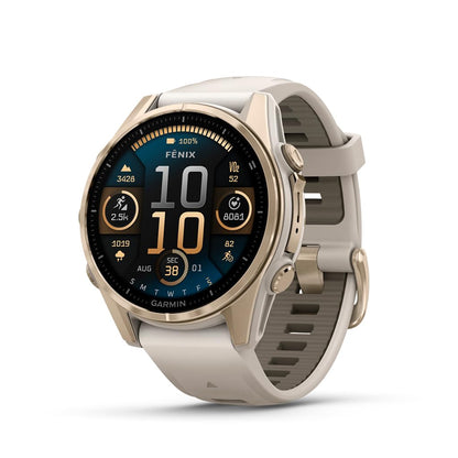 HOTGarmin fēnix® 8 – 43mm, AMOLED, Premium Multisport GPS Smartwatch, Long-Lasting Battery Life, Dive-Rated, Built-in LED Flashlight, Silver with Whitestone Band | Garmin Fēnix 8 43mm Amoled GPS Multisport Watch, 1.3 416×416, LED Flashlight, Dive-Rated 10