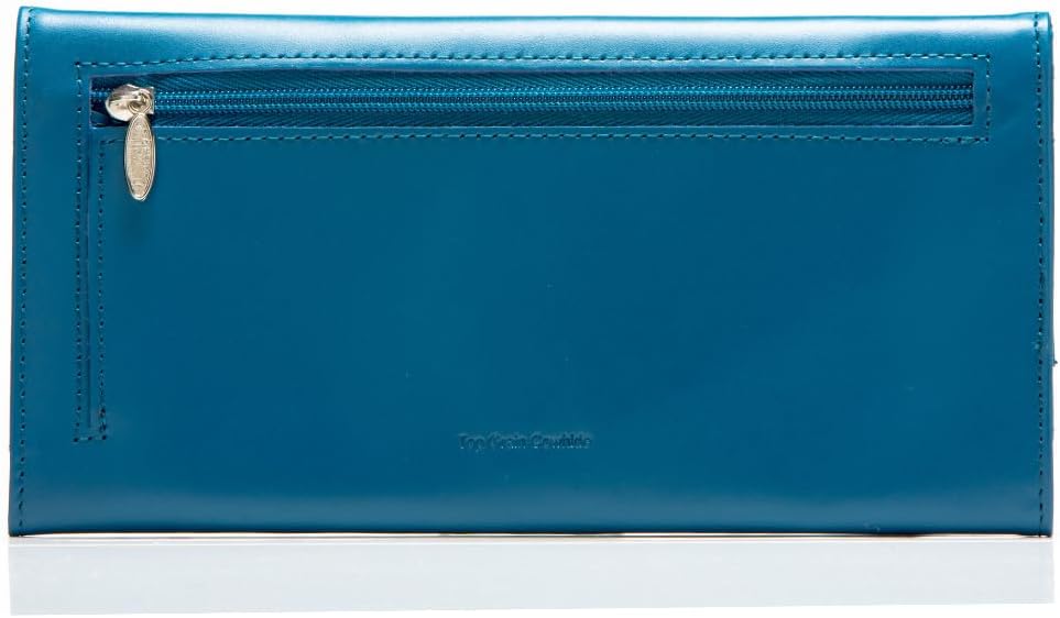 HOTBig Skinny Women's Slimvelope Leather Tri-Fold Checkbook Slim Wallet, Holds Up to 40 Cards