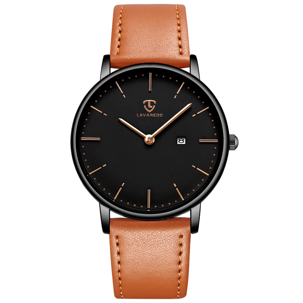 HOTBEN NEVIS Watch, Mens Watch, Minimalist Fashion Simple Wrist Watch Analog Date with Leather Strap