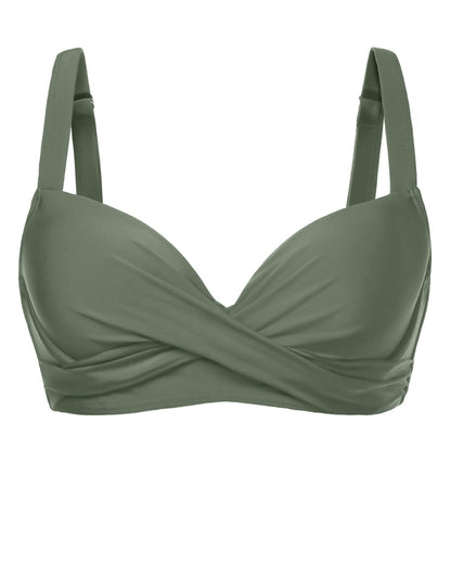 HOTWomen Underwire Bikini Top - Bra Padded Push Up Swimsuit Top | Twist Front Design, Wide Adjustable Straps,Unremovable Cups for Fixed Lift,Full Lining,3-gear Adjustable Hook Closure