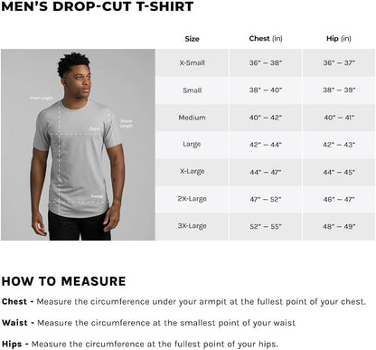 HOTBYLT Mens Drop-Cut Men's T Shirt, Slim Fit Plain Tshirts for Men, Drop Cut Basic Crewneck Tee, Wrinkle Resistant, Stretch Fit
