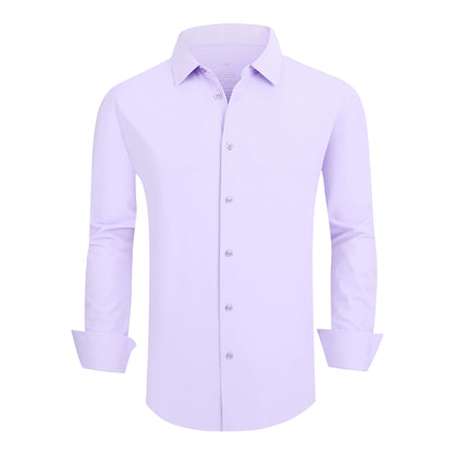 HOTSAMERM Mens Dress Shirt Stretch Wrinkle Free Casual Button Down Shirts | 4-Way Stretch & Moisture Wicking Performance Shirt for Business, Wedding, Work, Church, Easy Care Lightweight & Breathable