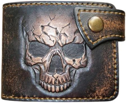 HOTSkull, Bone, Jaw, Skeleton, Men's 3D Genuine Leather Wallet, Handmade wallet, Carved wallet, Tooled wallet, Airbrush Art, Bifold wallet, Custom wallet, Personalized wallet