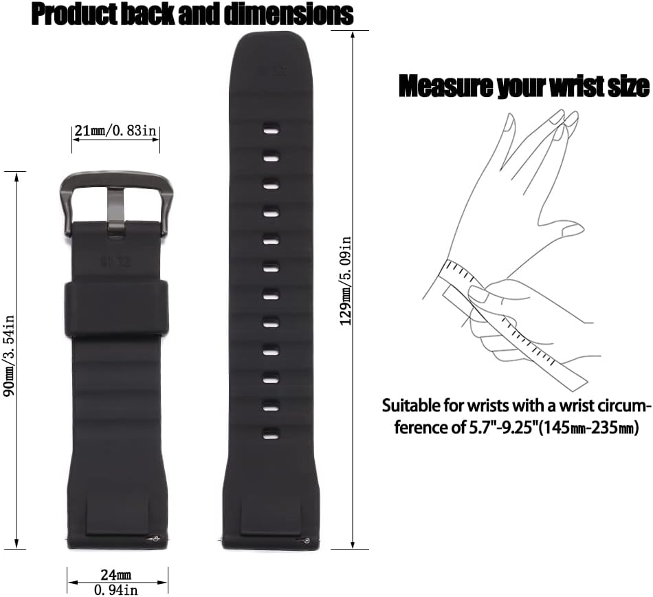 HOTwaterproof Silicone watchband Compatible with Casio Protrek PRG650 600 PRW6600 Men's sports Replacement Strap Bracelet 24mm Quick release Watch Strap