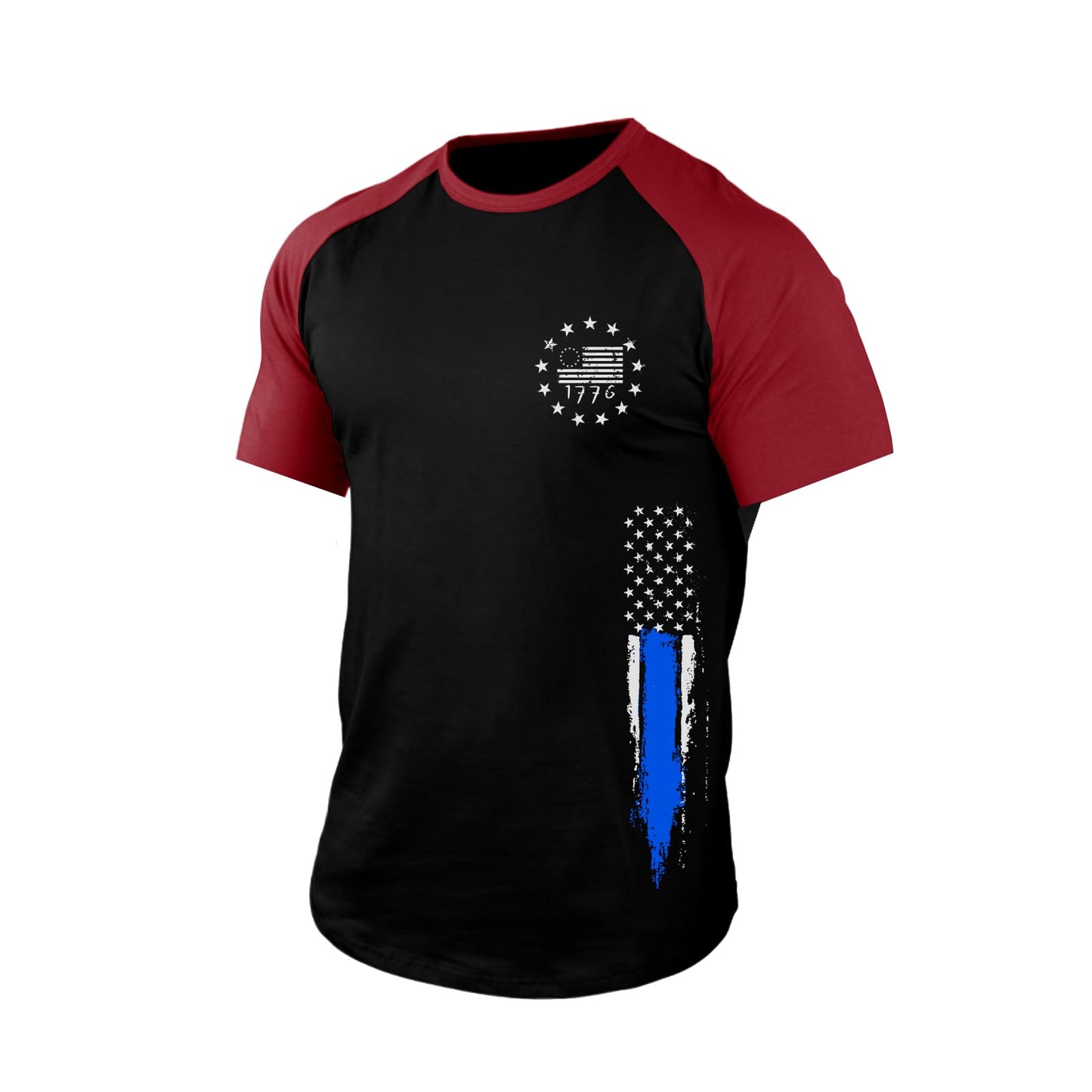 HOTH HYFOL Men's Graphic T-Shirts USA Flag Cotton Short Sleeve American Patriotic Crewneck Casual Regular Tee Shirts