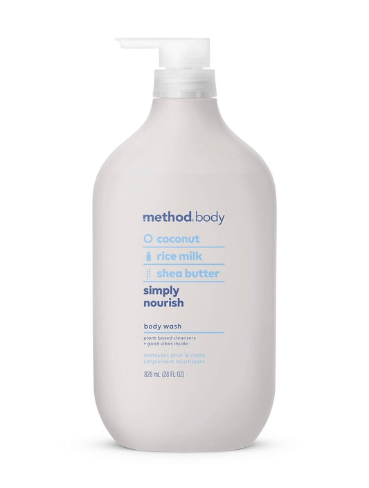 HOTmethod Body Wash, Simply Nourish - Leaves Skin Feeling Soft & Moisturized, Made Without Parabens, Notes of Coconut, Rice Milk & Shea Butter, 28 Fl Oz