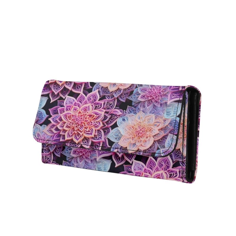 HOTTie Dye Color Slim Long Wallet for Women Hippie Style Colorful Zipper Coin Purse Card Holder, Tie-dye Rainbow Extra Capacity PU Leather Checkbook Wallet with ID Window
