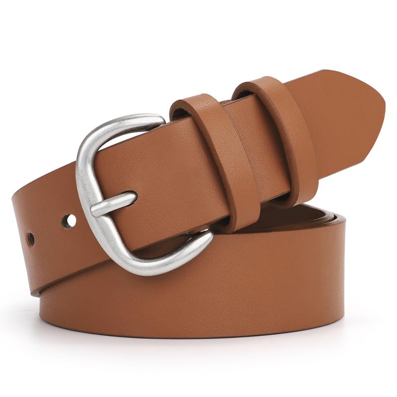HOTWHIPPY Women Leather Belt for Jeans Pants Dresses Black Ladies Waist Belt with Pin Buckle