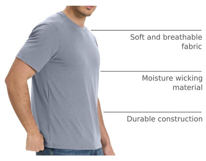 HOTBAMBOO COOL Men's T-Shirts Short Sleeve Heavyweight Crew Neck T Shirt for Men Moisture Wicking Casual Tees