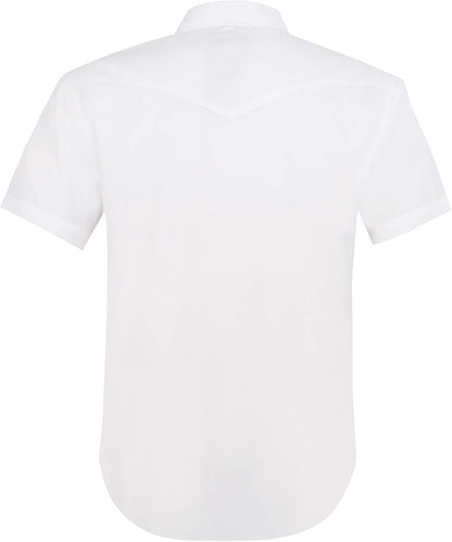 HOTMens Western Cowboy Pearl Snap Short Sleeve Casual Two Pockets Work Solid Derss Button Up Wrinkle Free Shirts