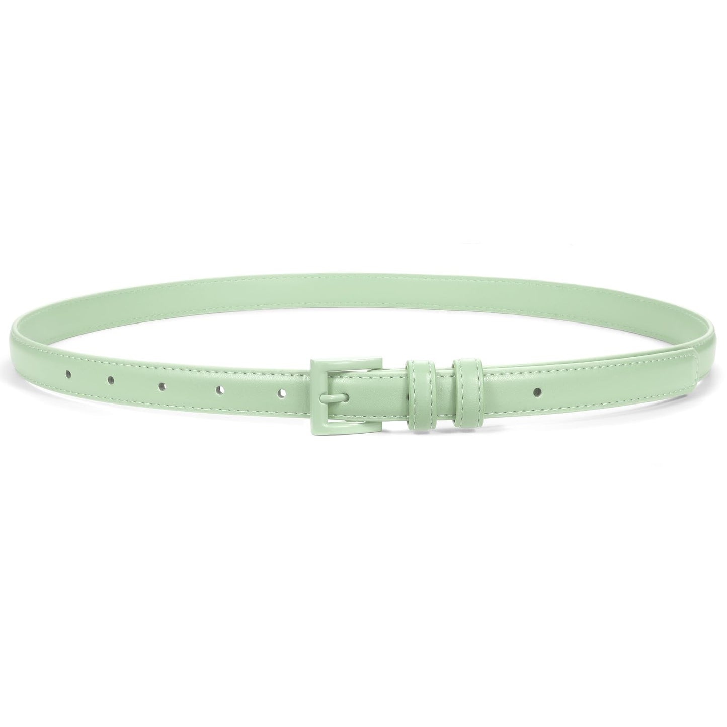 HOTSUOSDEY Women Skinny Belt for Jeans Dresses Candy Color Thin Waist Belt with Square Buckle 0.7" Width