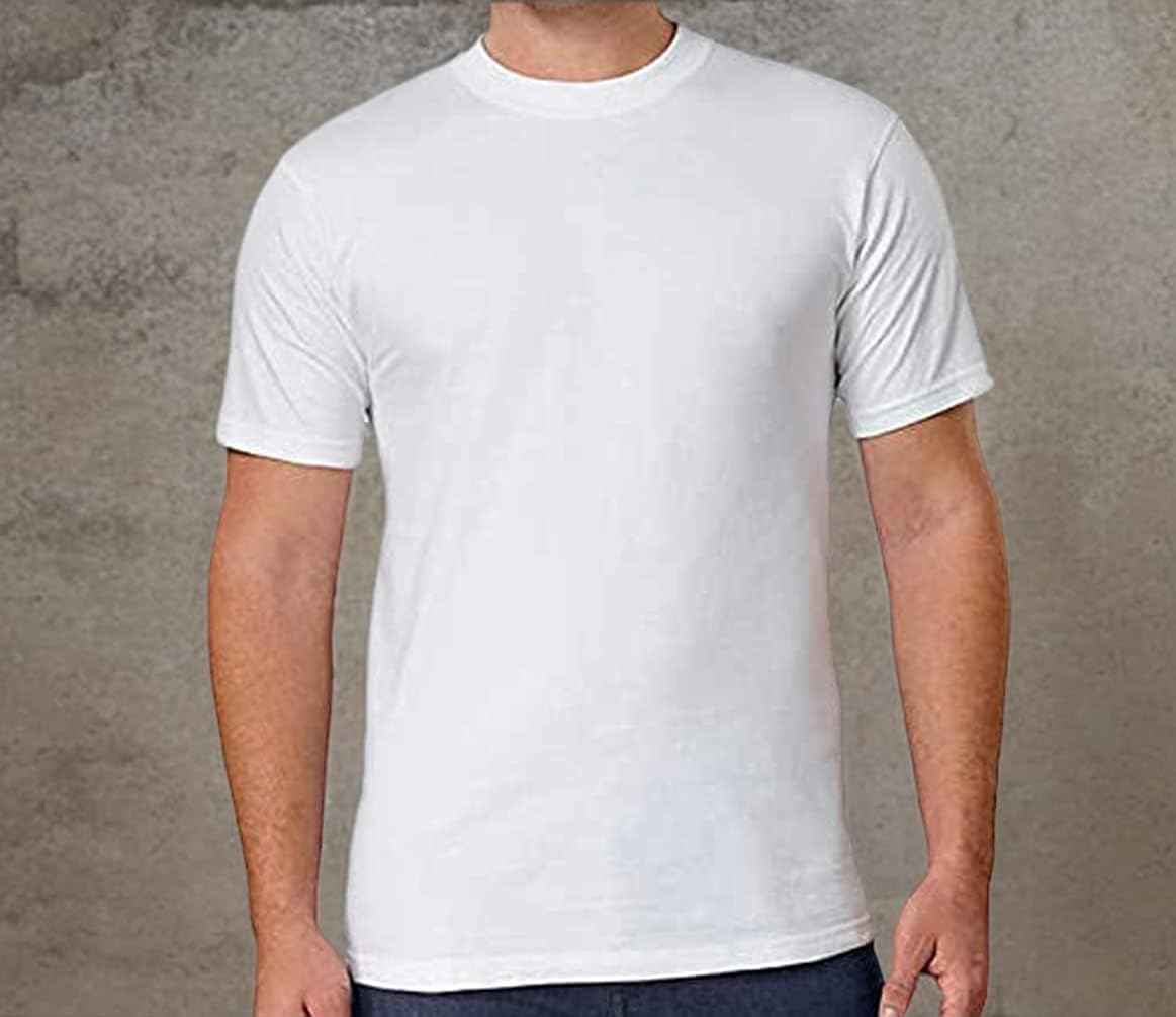 HOTKirkland Signature Men's Crew Neck T-Shirts 100% Cotton (Pack of 6) (White,Large)