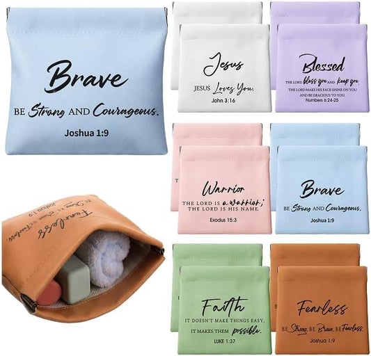 HOTTallew 24 Pcs Christian Mother's Day Gifts for Women Bulk Religious Coin Purse Faith Mini Leather Squeeze Coin Pouches Bible Verse Gifts Church Party Favors Scripture Small Makeup Bags for Mom Travel
