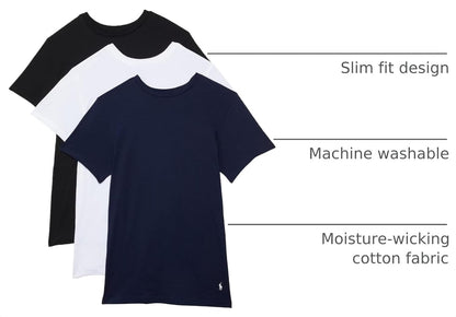 HOTPolo Ralph Lauren Underwear Men's Slim Fit Cotton Crew Tee 3 Pack
